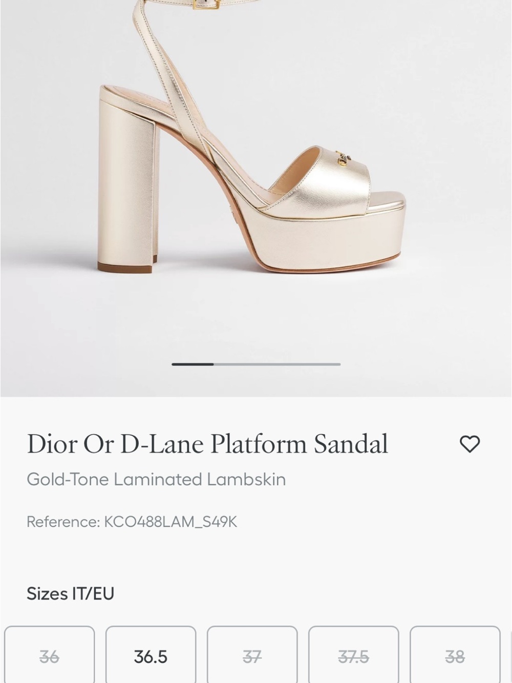 Dior White Or-Lane Sandal  7.5 Gold Tone NWT